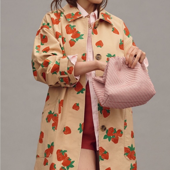 Maeve Strawberry Print Trench Coat - Picture 2 of 3